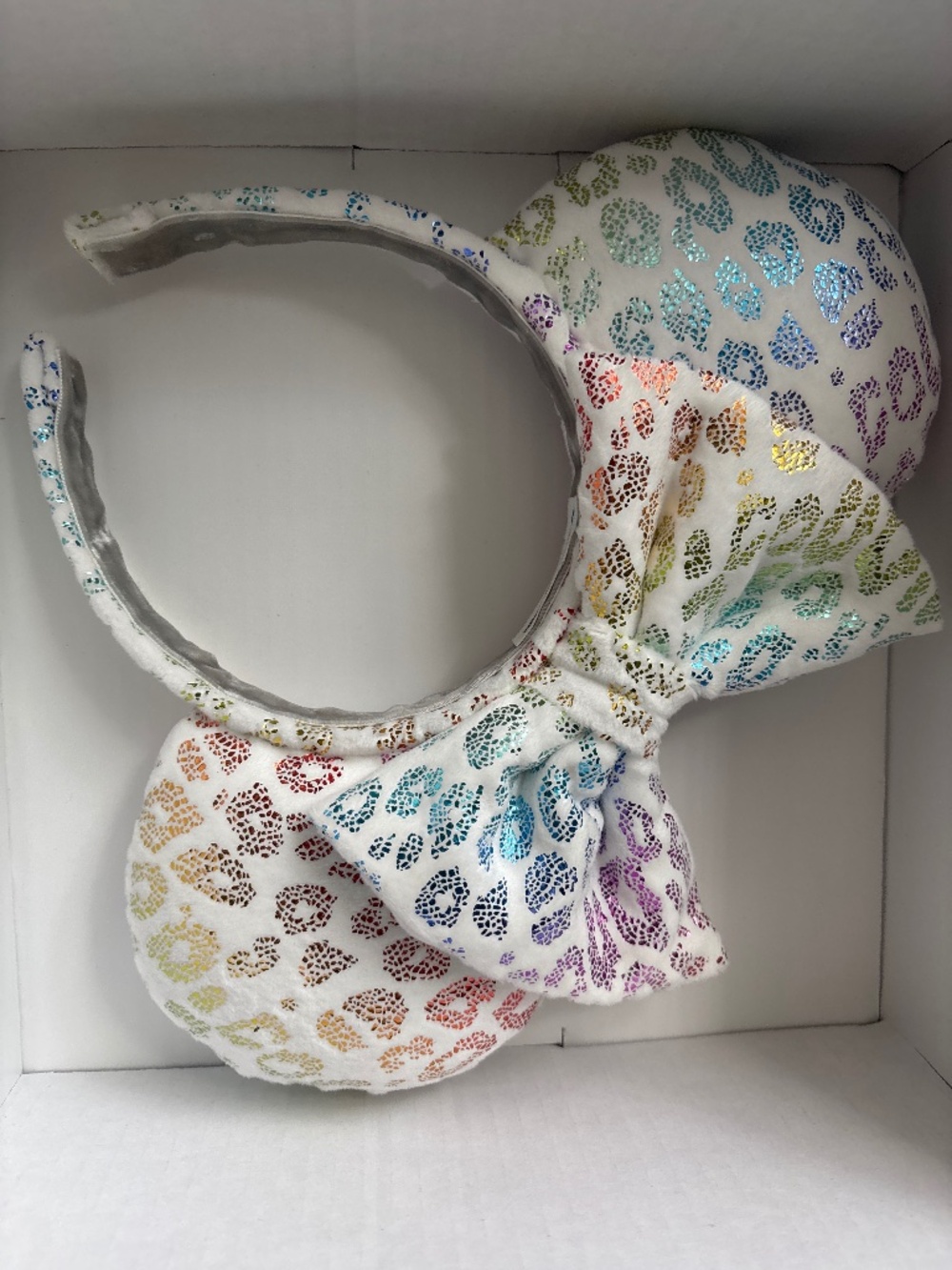 White Rainbow Metallic Animal Print Ears